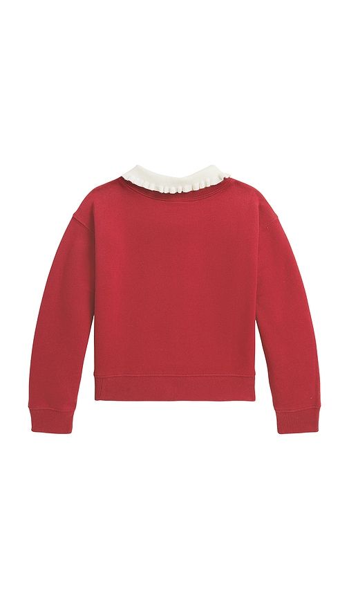 Kids Fleece Floral Printed Ruffle Collared Sweatshirt in Red. - size 2 (also in 3, 6) - Polo Ralph Lauren - Modalova