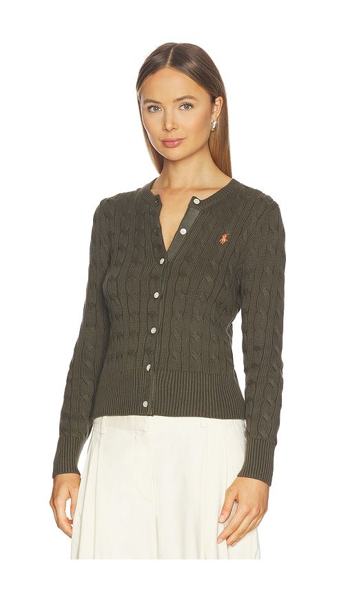 Cotton Long Sleeve Cardigan in Army. - size L (also in M) - Polo Ralph Lauren - Modalova