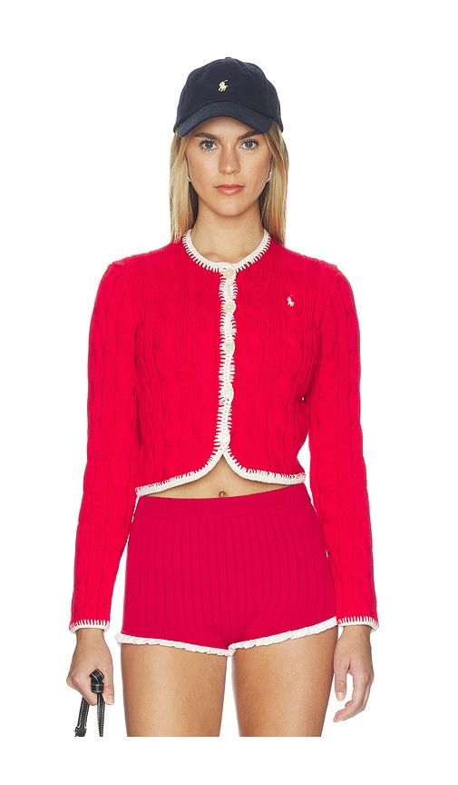 Cotton Long Sleeve Cardigan in Red. - size L (also in M, S) - Polo Ralph Lauren - Modalova