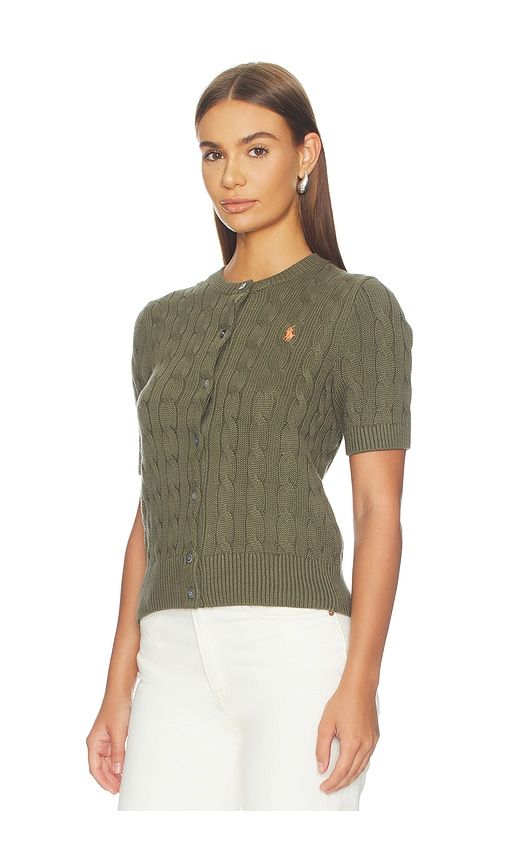 Short Sleeve Crew Neck Cardigan in Olive. - size M (also in S) - Polo Ralph Lauren - Modalova