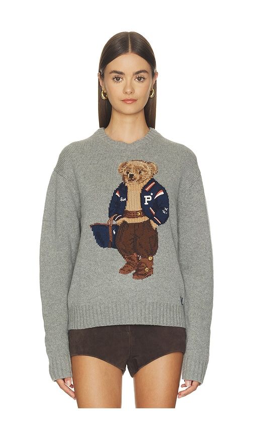 Wool Bear Long Sleeve Crew Neck Sweater in Grey. - size L (also in M, S, XL, XS) - Polo Ralph Lauren - Modalova