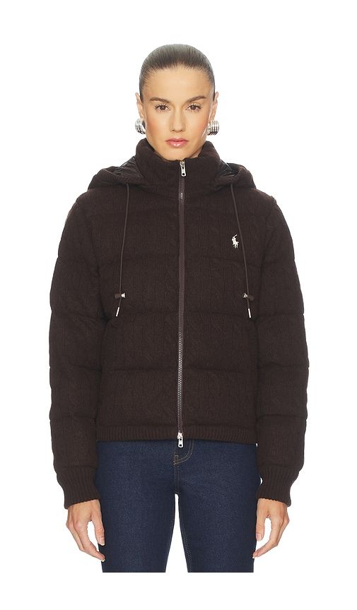 Cable Knit Wool Cashmere Quilted Jacket in Chocolate. - size M (also in XS) - Polo Ralph Lauren - Modalova