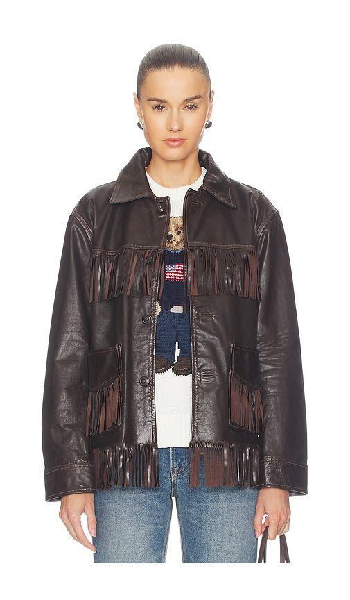 Cow Leather Jacket in Chocolate. - size L (also in M, S) - Polo Ralph Lauren - Modalova
