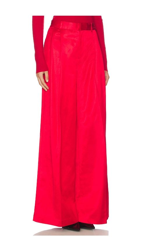 Pleated Satin Wide Leg Pant in Red. - size 4 (also in 8) - Polo Ralph Lauren - Modalova