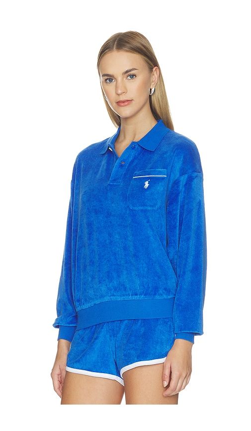 Cotton Terry Long Sleeve Polo in Blue. - size L (also in M, S, XL) - Polo Ralph Lauren - Modalova