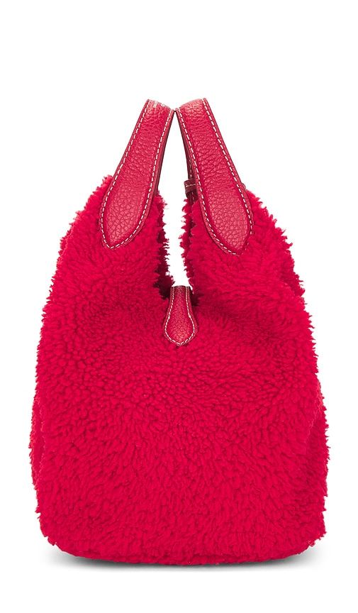 Shearling & Pebble Leather Crossbody Tote Small in Red - Polo Ralph Lauren - Modalova