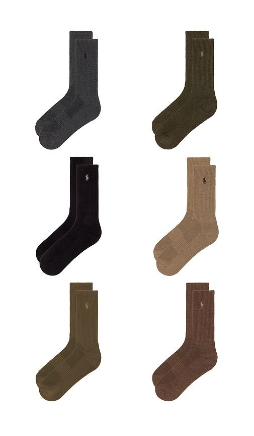 Performance Cotton Crew Socks 6-Pack in Multi - Polo Ralph Lauren - Modalova