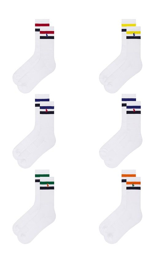 Core Stripes Crew Socks 6-Pack in White - Polo Ralph Lauren - Modalova