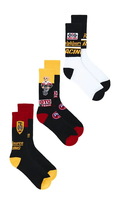 RL Moto Bear Crew Socks 3-Pack Giftbox in - Polo Ralph Lauren - Modalova