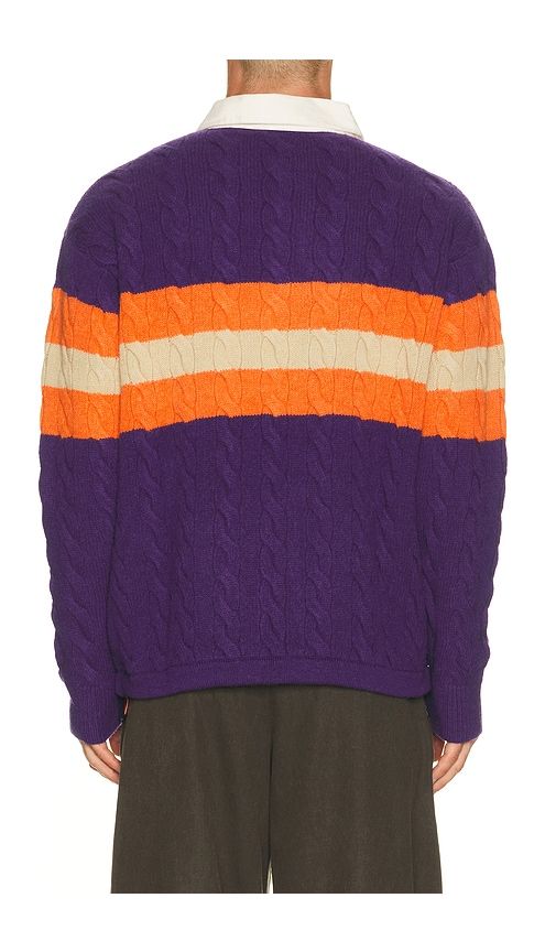 Wool Blend Cable Knit Rugby Polo Sweater in Purple. - size S (also in M) - Polo Ralph Lauren - Modalova