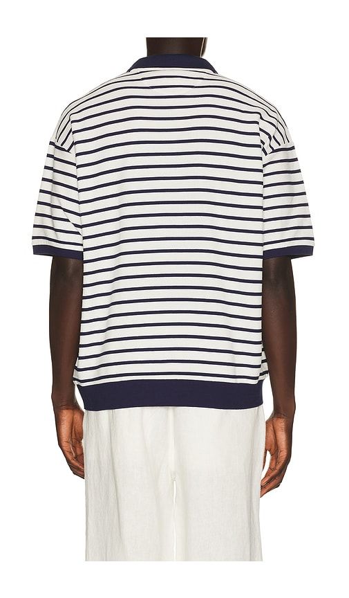 Short Sleeve Yarn Dyed Jacquard Textured Interlock Striped Polo in Navy. - size L (also in S, XL/1X) - Polo Ralph Lauren - Modalova