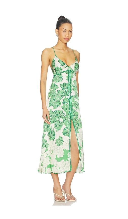 Denise Long Dress in Green,Cream. - size L (also in S, XS) - Poupette St Barth - Modalova