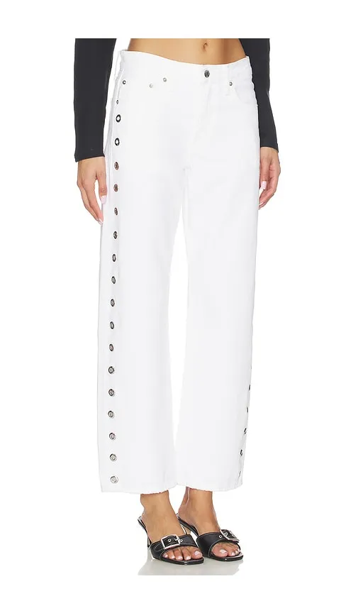 Lexi Mid Rise Bowed Straight Jeans in White. - size 24 (also in 26, 27, 28, 32, 33) - PISTOLA - Modalova