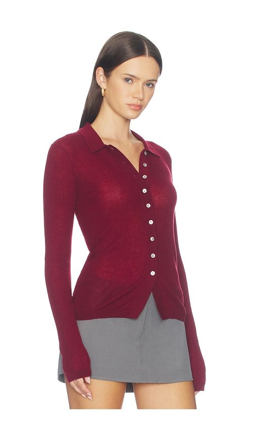 Korey Merino Blend Featherwight Rib Cardigan in Red. - size L (also in M, S, XL, XS) - PISTOLA - Modalova
