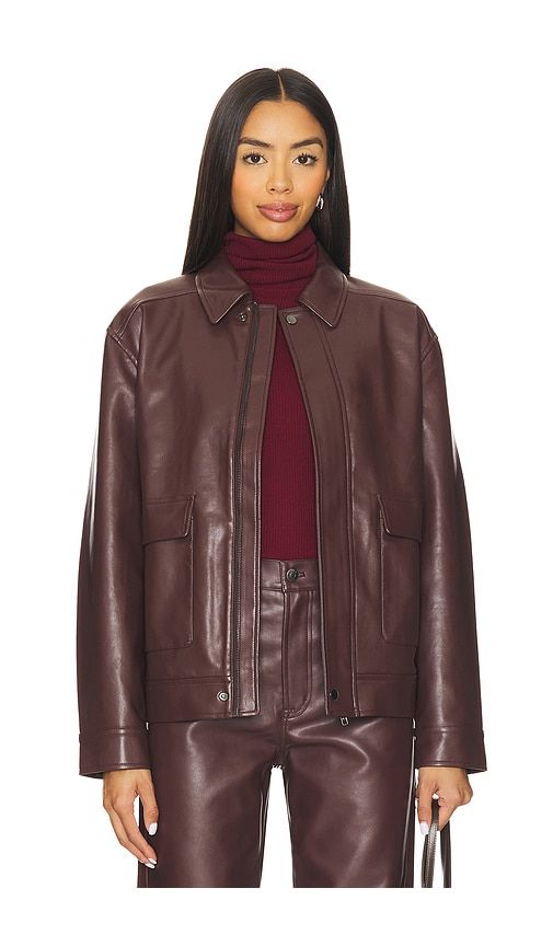Valerie Faux Leather Bomber Jacket in Brown. - size S (also in XS) - PISTOLA - Modalova