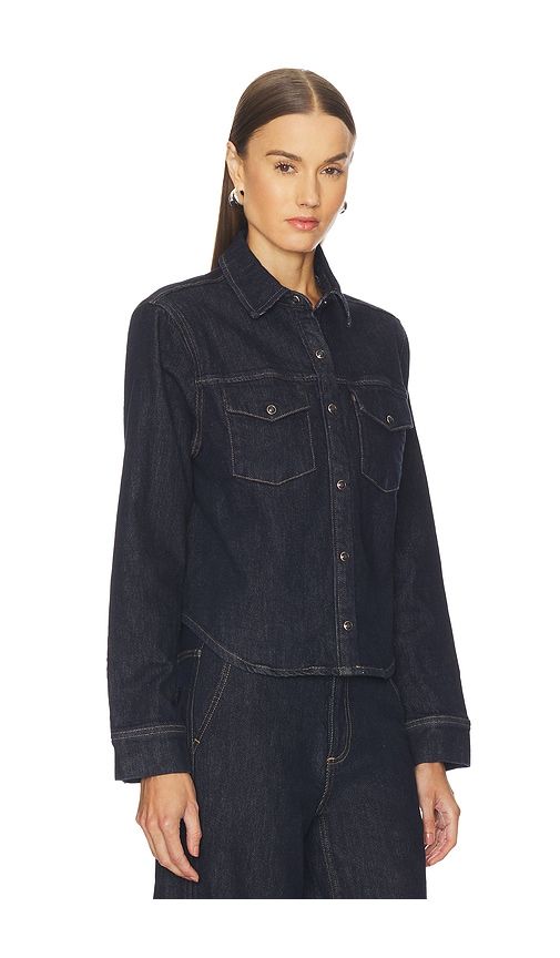 Thea Shrunken Denim Shacket in Blue. - size L (also in M, XS) - PISTOLA - Modalova