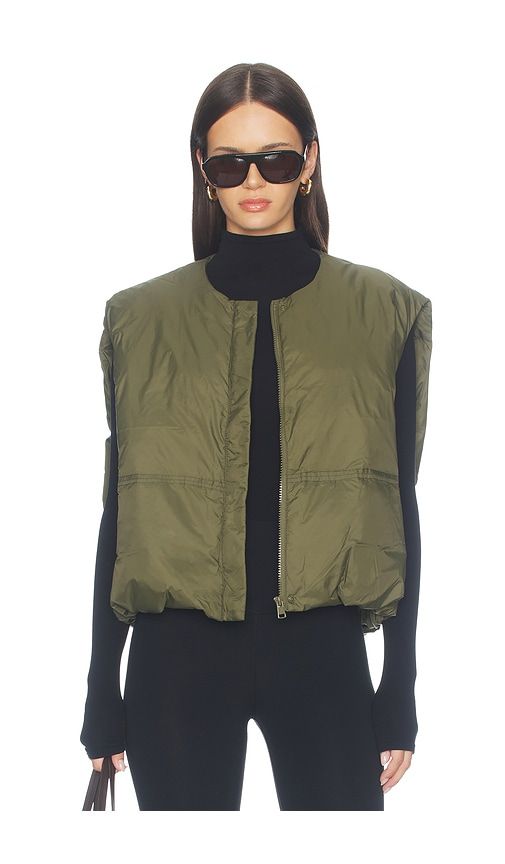 Catarina Nylon Puffer Vest Jacket in Olive. - size L (also in M, S, XS) - PISTOLA - Modalova
