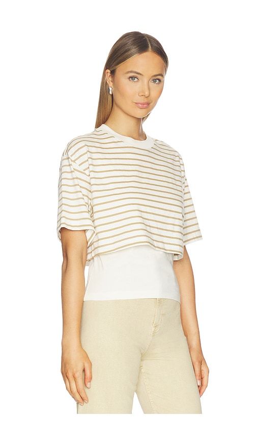 Camryn Boxy Tee Overlay Top in White,Tan. - size L (also in M, S, XS) - PISTOLA - Modalova