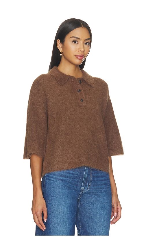 Nadya Alpaca Blend Boxy Polo Sweater Top in Brown. - size M (also in S, XS) - PISTOLA - Modalova