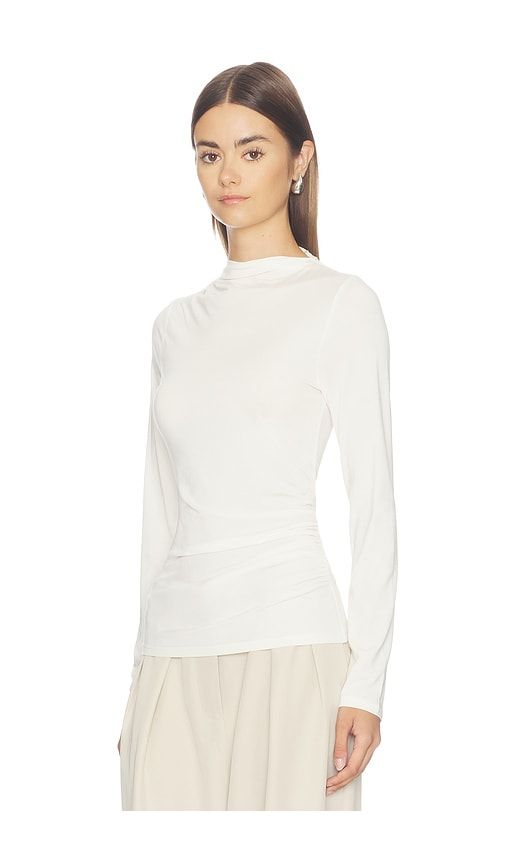 Nathalia Long Sleeve Draped Mock Neck Top in Ivory. - size L (also in M, S, XL, XS) - PISTOLA - Modalova