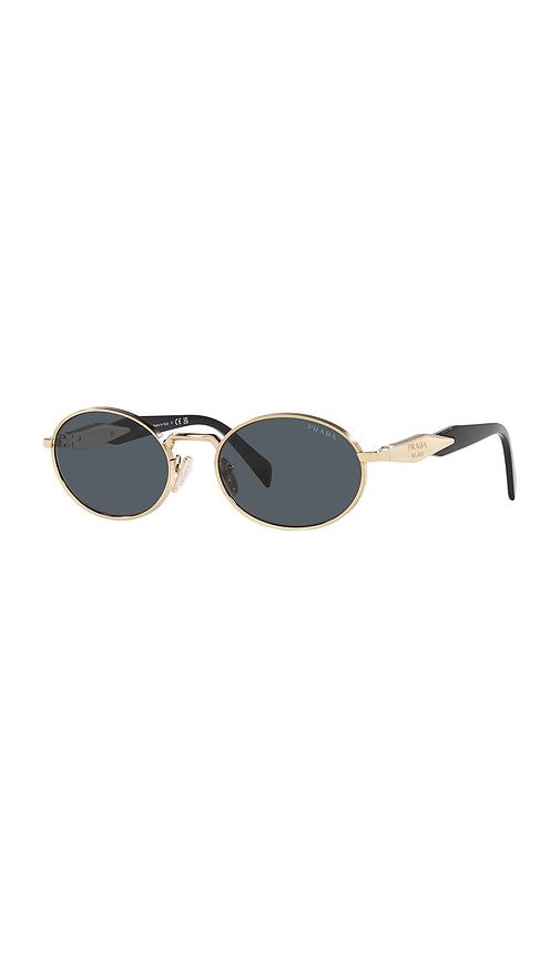 Round Sunglasses in Metallic Gold - Prada - Modalova