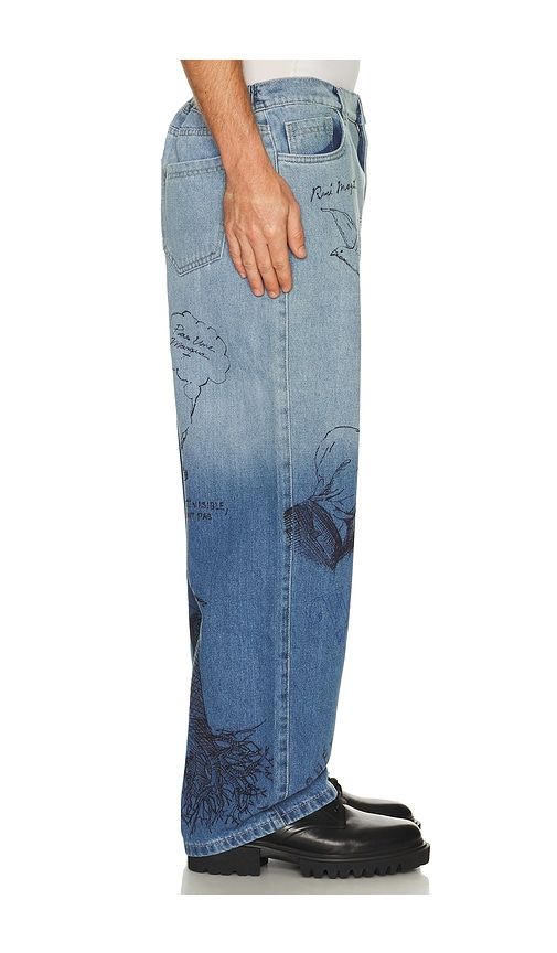Sketch Print Denim Pants in . - size 1 (also in 2, 3, 4) - Pas Une Marque - Modalova