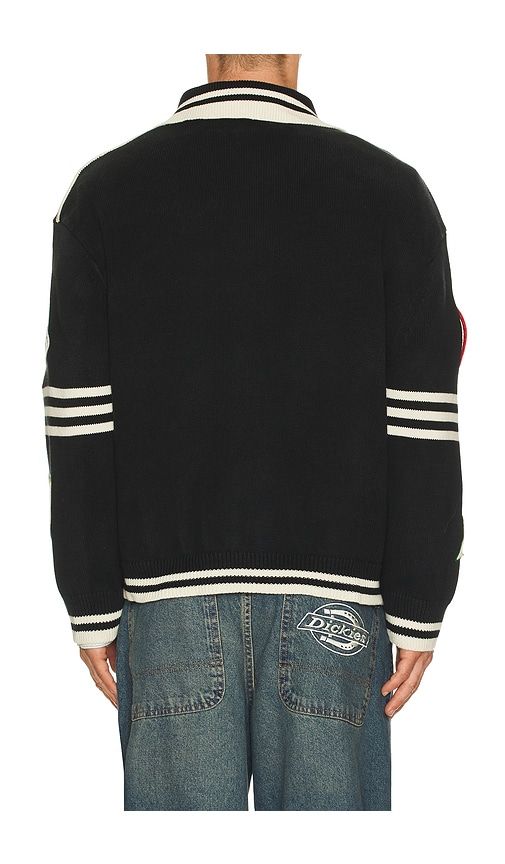 Varsity Patch Collared Cardigan in Black. - size L (also in M, S, XL/1X) - Found - Modalova