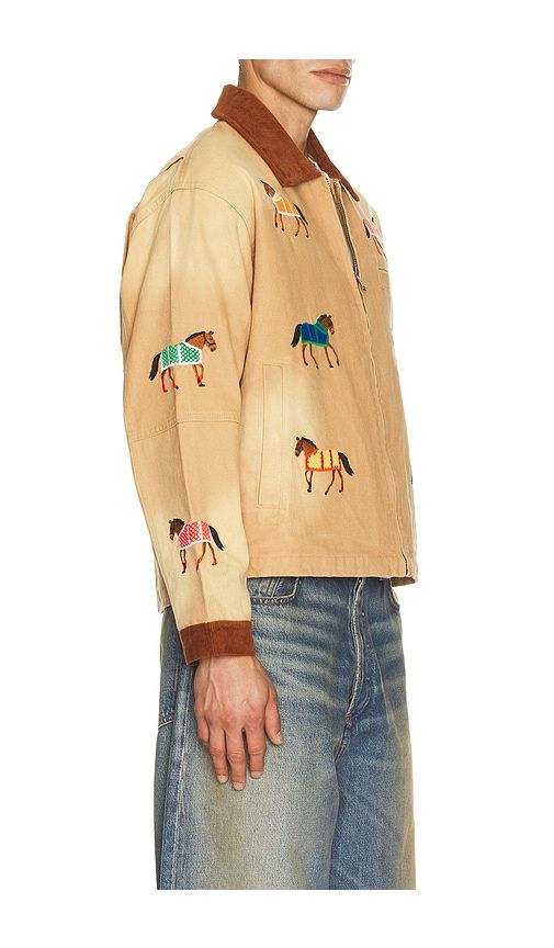 Lariat Horse Embroidered Work Jacket in Light Beige in Brown. - size L (also in M, S, XL/1X, XXL/2X) - Found - Modalova
