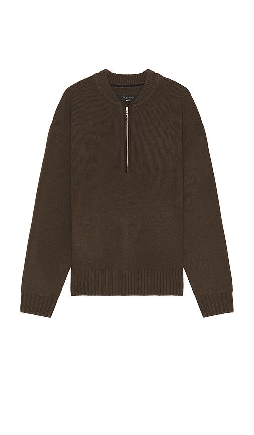 Clarkson Mixed Media Quarter Zip Sweater in Brown. - size L (also in M, S) - Rag & Bone - Modalova