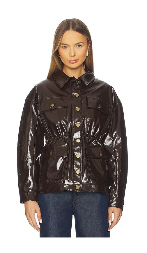 Amy Faux Patent Leather Jacket in Chocolate. - size M (also in S, XS) - Rag & Bone - Modalova
