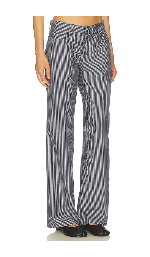 Saige Low-Rise Stripe Poplin Pant in Dark Grey. - size 0 (also in 2) - Rag & Bone - Modalova