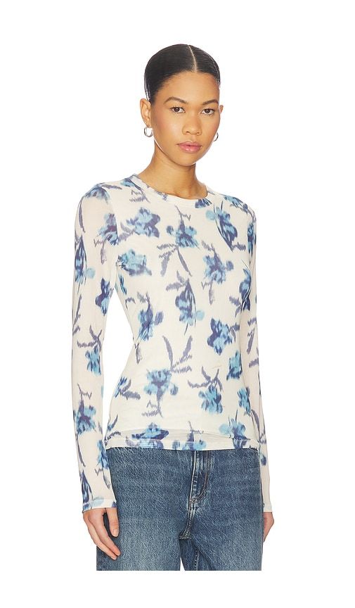 Yana Printed Mesh Long Sleeve Tee in Ivory,Blue. - size M (also in S, XS) - Rag & Bone - Modalova