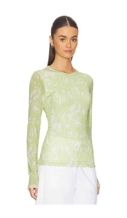 Yana Printed Mesh Long Sleeve Tee in Yellow in Yellow. - size M (also in S, XS) - Rag & Bone - Modalova