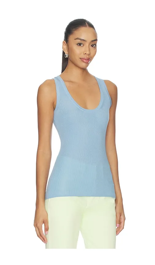 Scoop Neck Rib Tank in Blue. - size L (also in M) - RENGGLI - Modalova