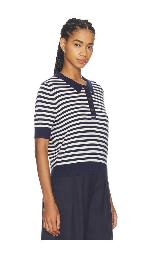 Stripe Knit Polo in Navy. - size M (also in S, XS) - RENGGLI - Modalova