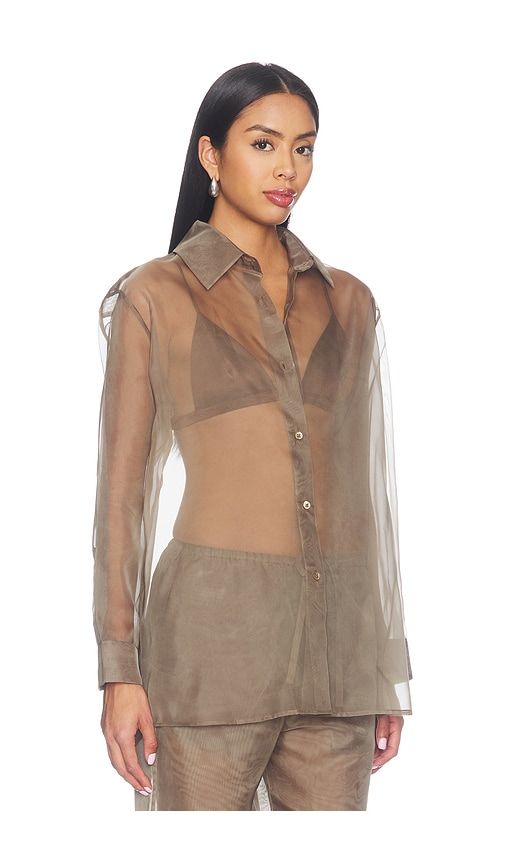 Organza Button Up Shirt in Brown. - size L (also in M, S, XS) - RENGGLI - Modalova