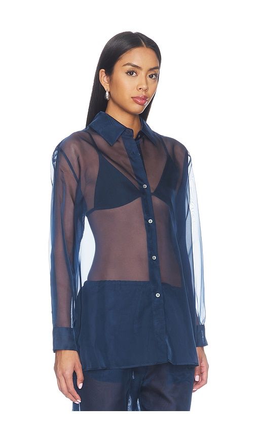 Organza Button Up Shirt in Navy. - size S (also in M, L) - RENGGLI - Modalova