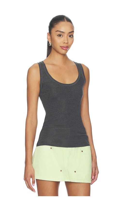 Scoop Neck Rib Tank in Charcoal. - size M (also in XL, XS) - RENGGLI - Modalova