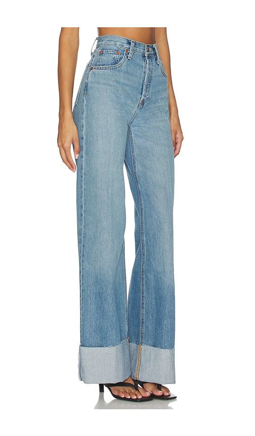 High Rise Wide Leg Cuff Jeans in Blue. - size 24 (also in 25, 26) - RE/DONE - Modalova