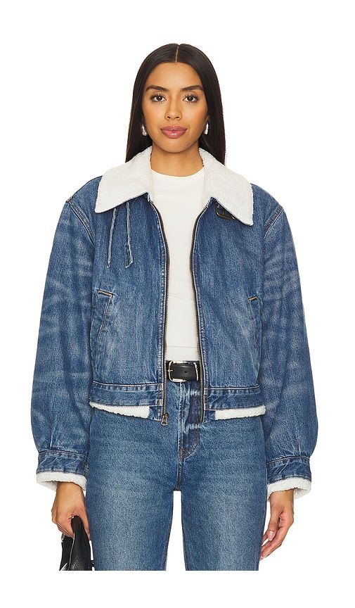 Aviator Jacket in Denim-Medium. - size L (also in M, S, XS) - RE/DONE - Modalova