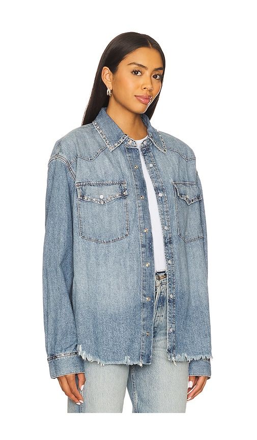 Distressed Western Shirt in Blue. - size M (also in S, XS) - RE/DONE - Modalova
