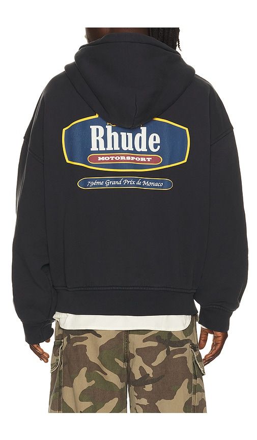 Racing Crest Zip Up Hoodie in Black. - size L (also in XL/1X, XXL/2X) - Rhude - Modalova