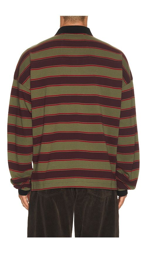 Fontaine Striped Long Sleeve Polo Shirt in Olive. - size L (also in M, S, XL/1X, XXL/2X) - Rhude - Modalova