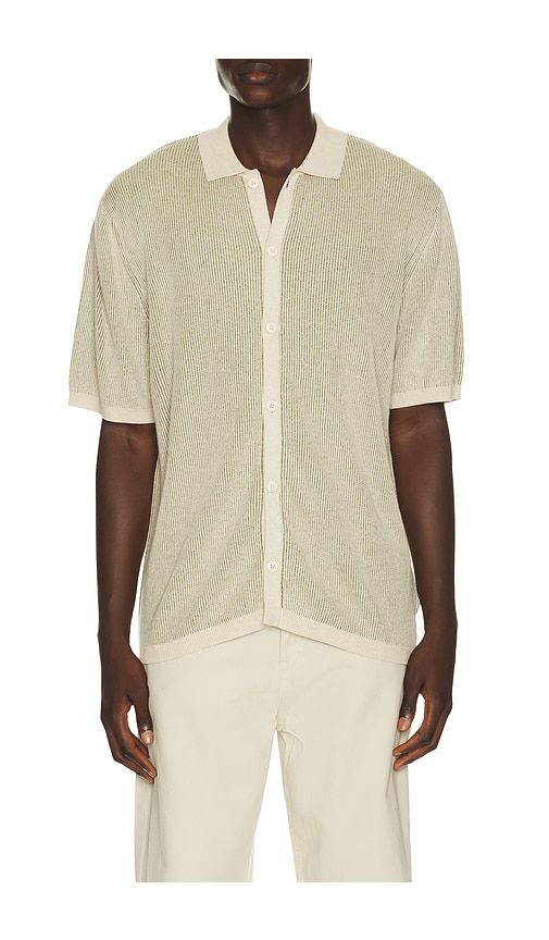Hi Lo Knit Button Up Shirt in Cream,Olive. - size L (also in S, XL/1X) - Rhythm - Modalova