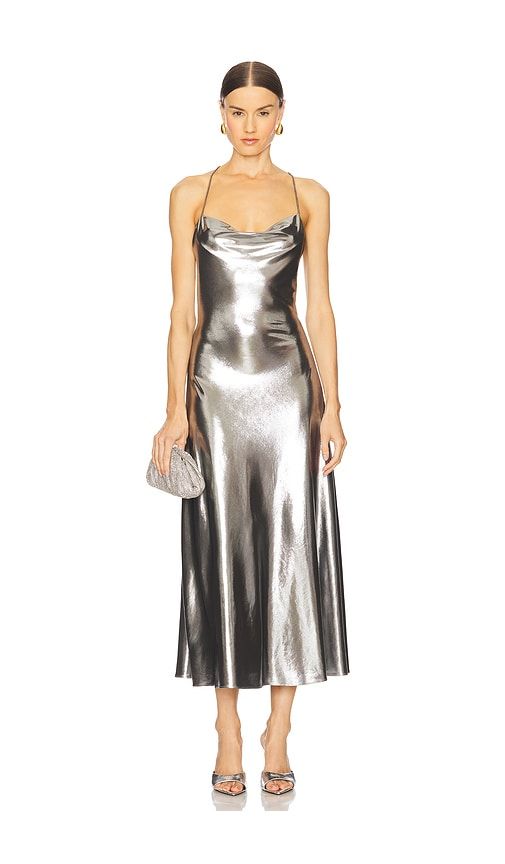 Aiysha Dress in Metallic Silver. - size M (also in S) - Ronny Kobo - Modalova