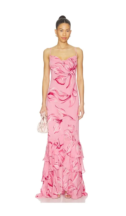 Cowl Maxi Dress With Sash in Blush. - size L (also in M, S, XS, XXL) - ROCOCO SAND - Modalova
