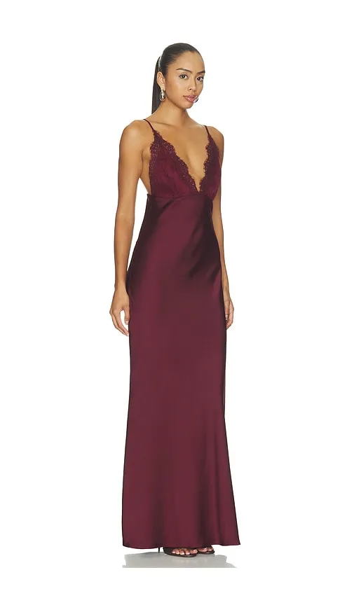 Lace Detail Maxi Dress in Burgundy. - size L (also in M) - ROCOCO SAND - Modalova