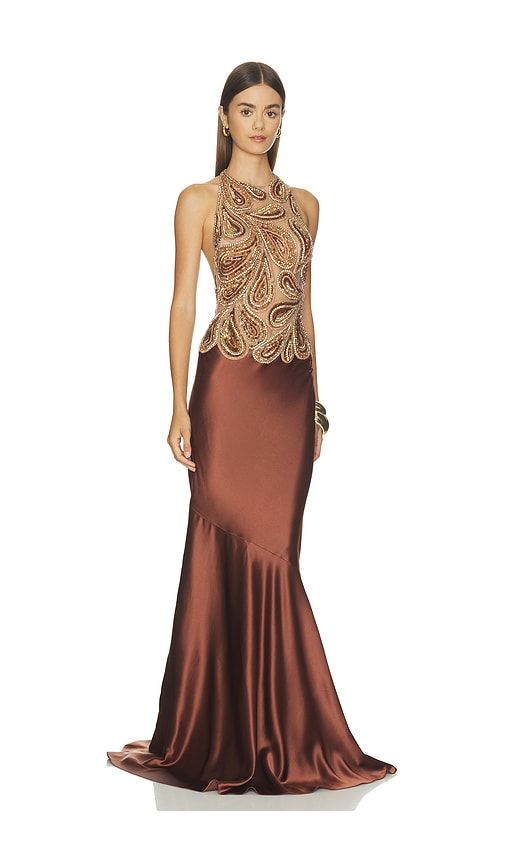Evolet Embroidered Dress in Brown. - size L (also in M, S, XL, XS, XXS) - retrofete - Modalova