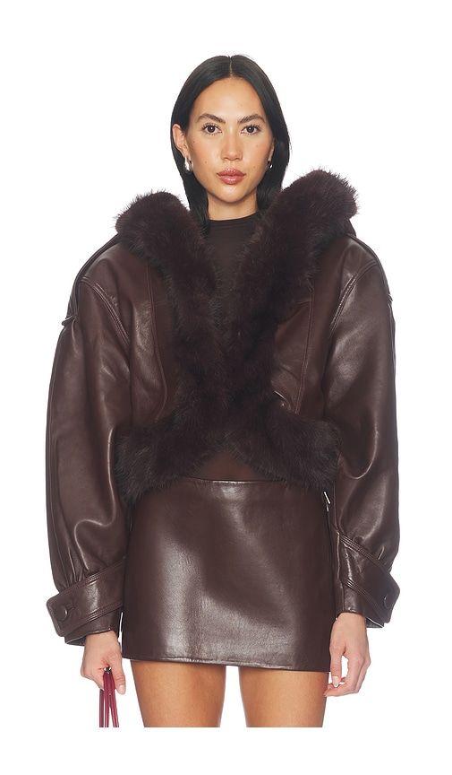 Jia Leather Jacket in Brown. - size L (also in M, S, XL) - retrofete - Modalova