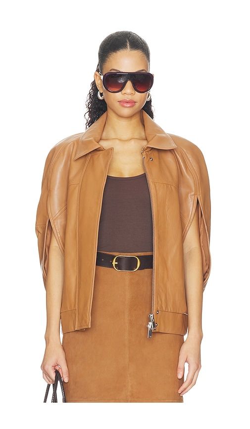 Braxx Leather Cape in Brown. - size L (also in M, S, XL, XS) - retrofete - Modalova
